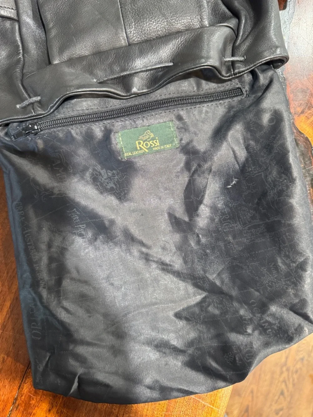 Bruno Rossi Vintage Black Leather Backpack Bag - Made in Italy